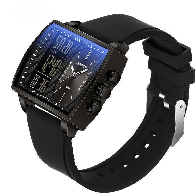 DHwatches Sanda Multifunctional Electronic for Men, Fashionable Dual Display Business Large Dial Men's Watch, Countdown Waterproof Watch