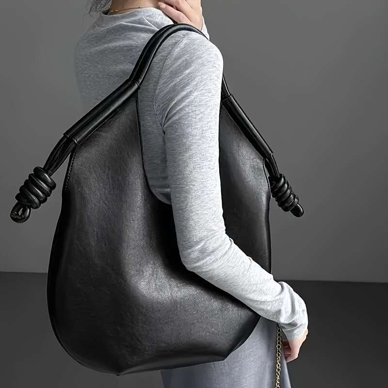 Eonothem French Inspired Women Shoulder Bag Tote With Adjustable Braided Handles, Spacious Minimalist Design For Daily Use & Travel, Deep Brown