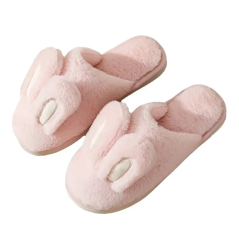 Women Cotton Slippers 2025 Winter Plush Cute Rabbit Comfortable Anti Slip Home Indoor Floor Warm Cartoon Slippers Mujer 251031