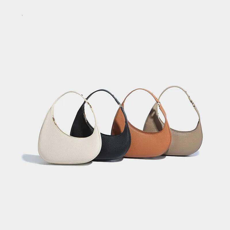 Designer Handbags And Purses Vintage Half Moon Bags For Women New In PU Lychee Texture Rivet Small Underarm Shoulder Bag 251105