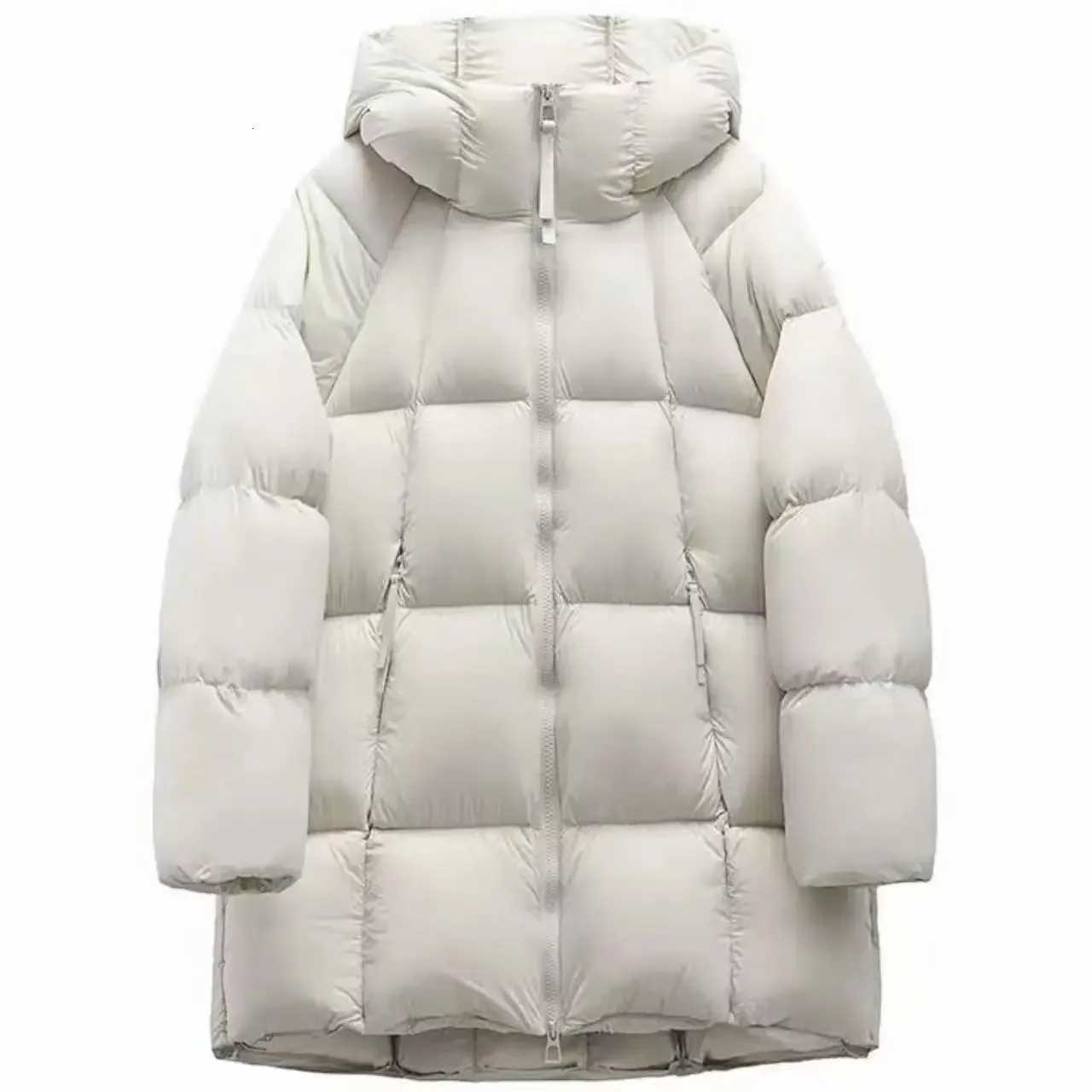 2025 Korean Puff Womens Down Cotton Jacket Loose Parkas Medium Long Cotton Padded Outerwear Hooded Ladies Winter ParkasT251105