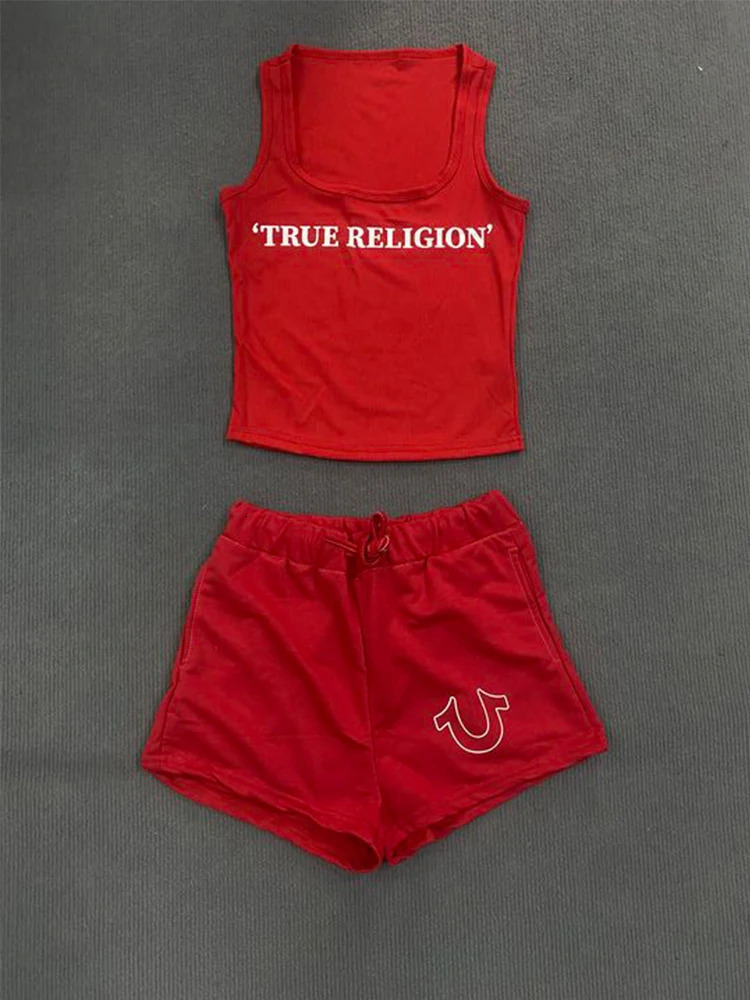 Crop top summer ribbed 2-piece pants set womens Y2K streetwear sexy club graphic cut shirt 2-piece shorts set 250402