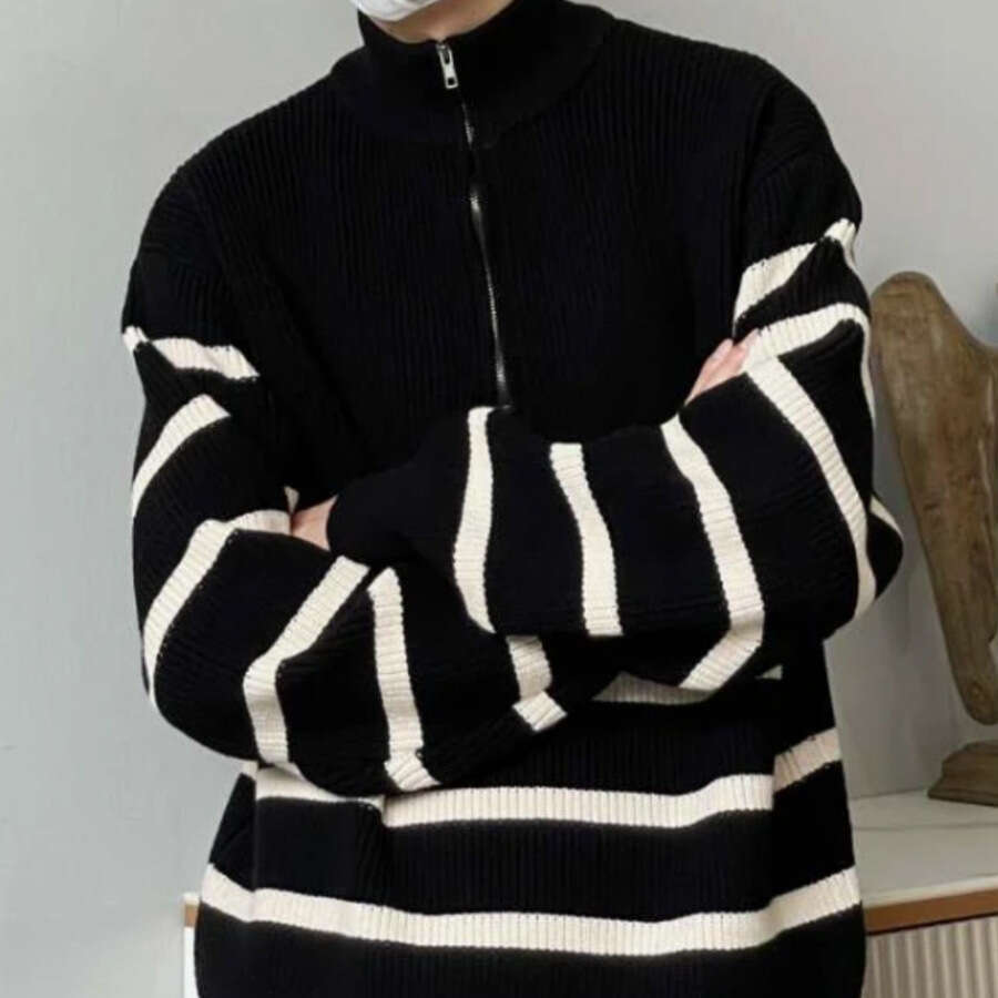 Fashion Niche Trendy American High Street Cardigan Sweater Unisex Lazy Style Retro Knitted Top B5