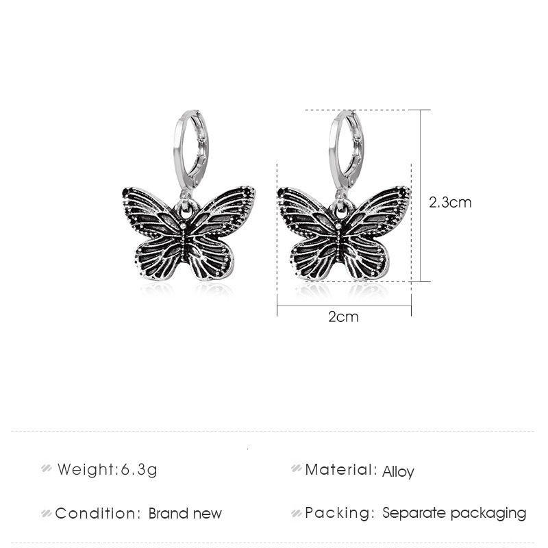 INS Metal Butterfly Personality Temperament Vintage Hoop Earrings Hip-Hop Design Sense Accessories for Women