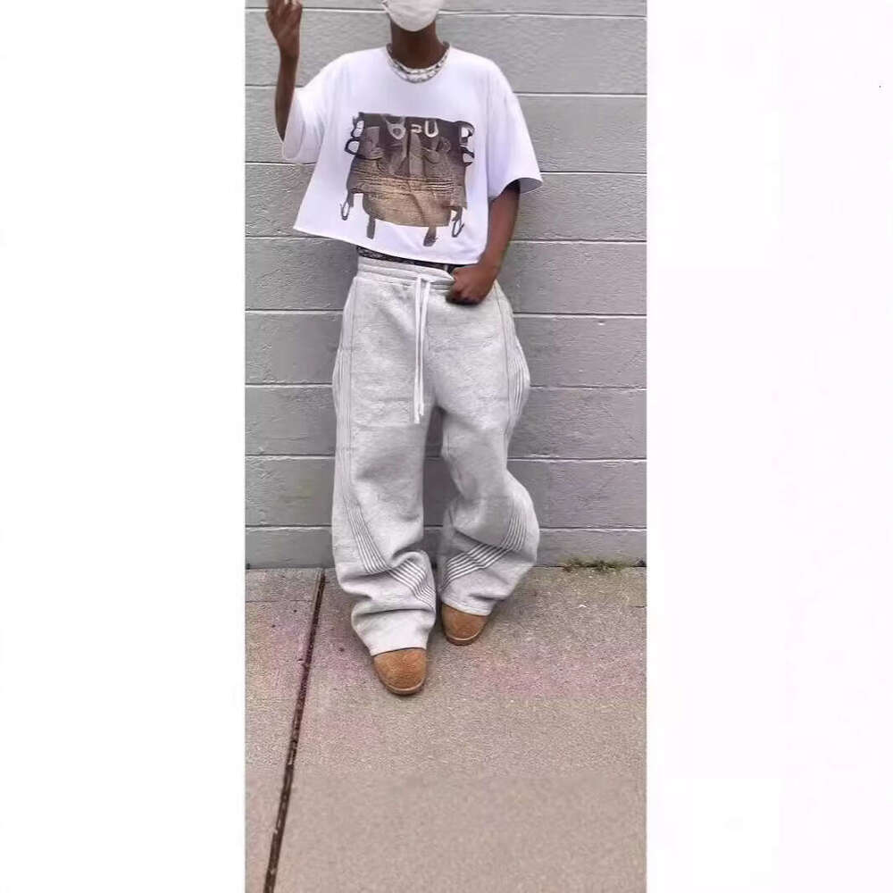 Casual Plus Size Men's Long Cross-Border Versatile Sweatpants Loose Trendy Fleece Couple Pants B5