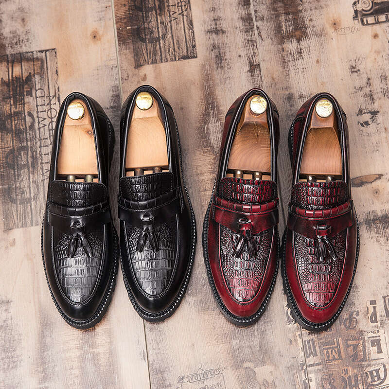Men's in plus size, new casual fashionable men's business dress shoes, British style stylish Su leather shoes