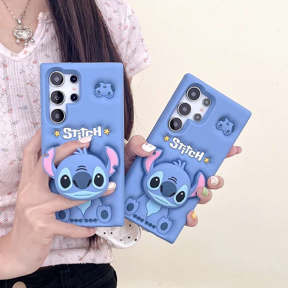 For Samsung Galaxy Ultra S23 S22 S21 S20 FE S24 Plus A54 3D Head Grip Tok Holder Cartoon Silicon Soft Phone Case