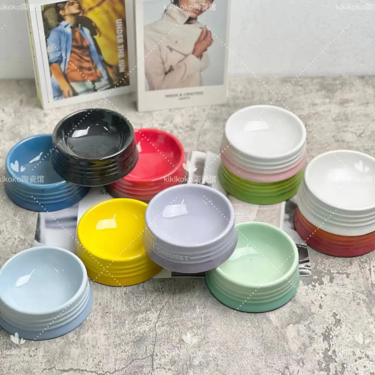 French Ceramic Pet Color High Foot Protection Ceramic Caliber 5-inch Cat Water Bowl Drinking Water High Beauty Macaron Color 250403