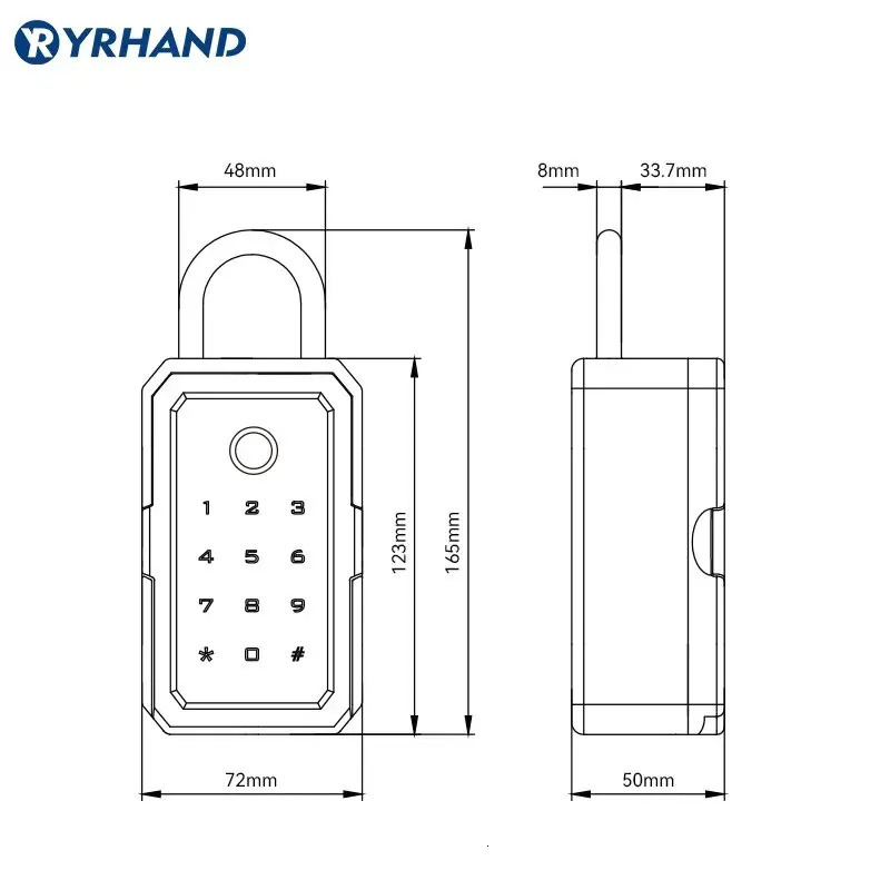 YRHAND TTlock Wifi Security Boxes Password Smart Fingerprint Digital Cerradura Inteligente Tuya Electronic Portable Lock Boxes 250402
