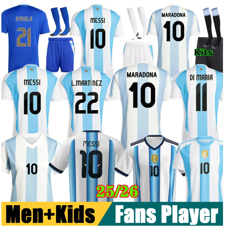 Soccer Jerseys Argentina 3 Star MESSIS 25 26 Fans Player Version MAC ALLISTER DYBALA DI MARIA MARTINEZ DE PAUL MARADONA Child Kids Kit Men Women Football Shirt 8888888