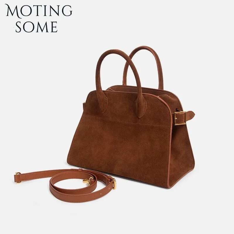 Motingsome 100% Natural Suede Bag Women Travel Minimalism Lady Handbag And Purses Large Capacity Shopper Tote New