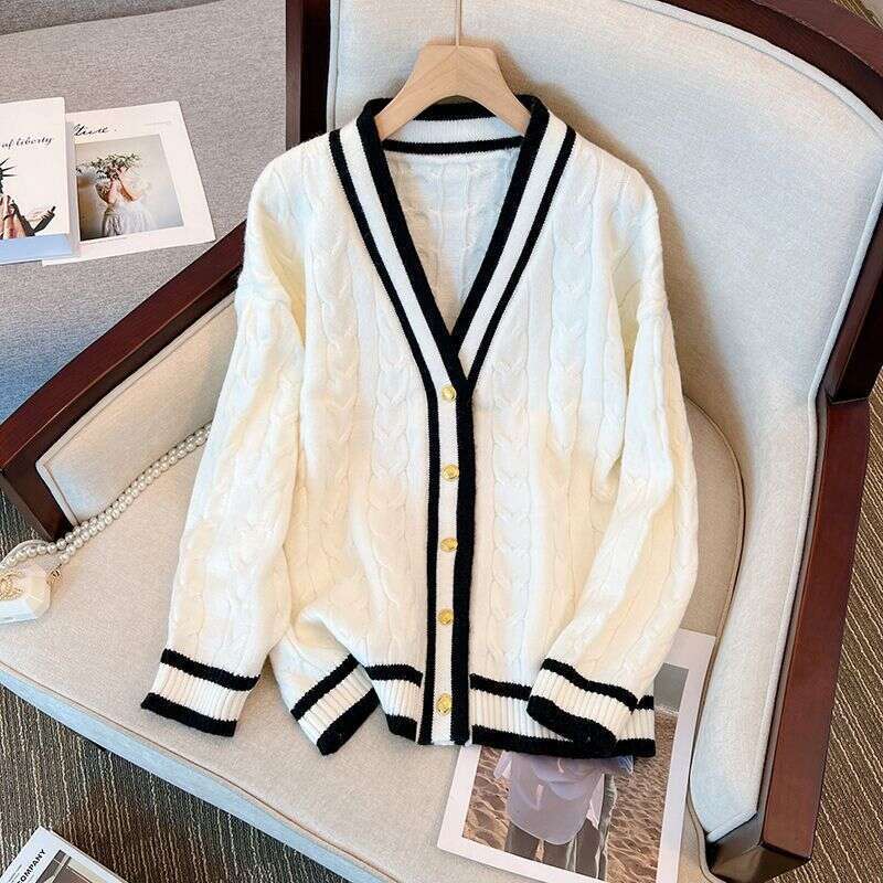 Lazy Cardigan for Men and Women Korean Version Ins Knitted Hong Kong Style Retro Long Sleeve Couple Sweater Coat
