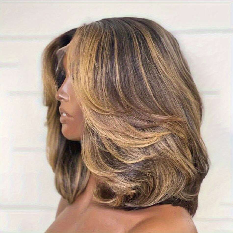 Women's Body Wave Human Ombre Blonde Highlights Light Brown To Platinum - 13X4 HD Glueless Lace Front, Pre-Plucked With Baby Hair Bleached Knots,