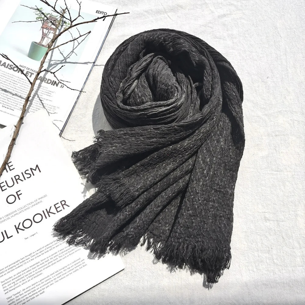 Unisex Cotton Linen Autumn Winter Men Scarf Fashion Mens Scarves Warm Neckerchief Soft Long Tassel Shawl Male Pashmina Bufandas 250403