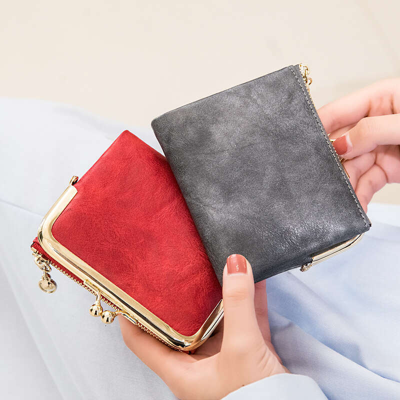 Cross-Border Short New Clip Coin Purse Retro Multi-Functional Folding Wallet Card Holder for Women
