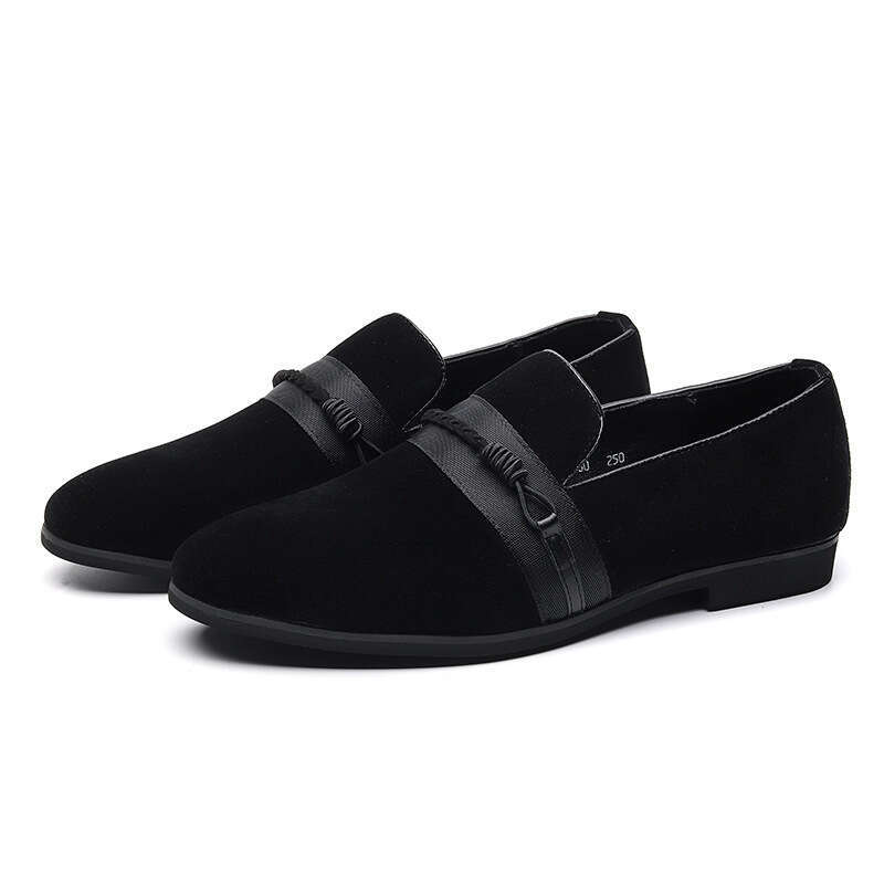 Large Bean 38-48 Spring and Autumn Suede Pointed Men's One Step Lefu Leather Shoes