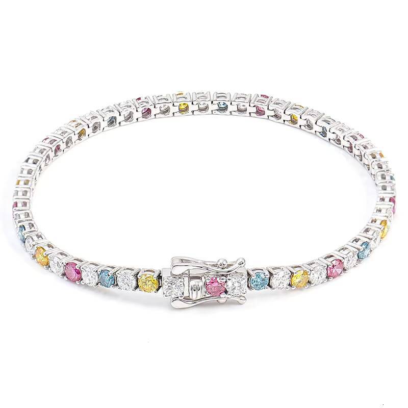 New Colorful Moissanite Bracelet Silver 10k 14k 18k White Gold Tennis Bracelet Chain the Best Gift to Women Mother