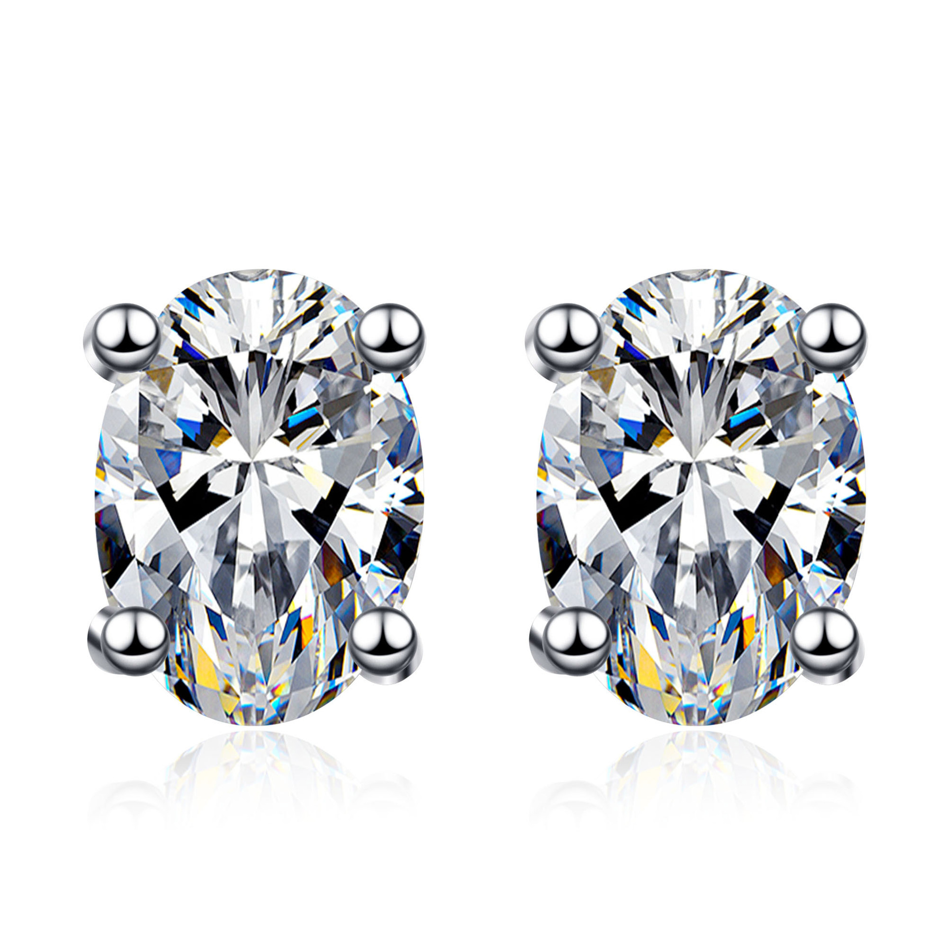 TaiYang S925 Moissanite Vvs1 D Color 0.5ct to 2ct Oval Pigeon Studs Earrings for Women, Luxurious 925 Sterling Silver Wedding Engagement Diamond Earri