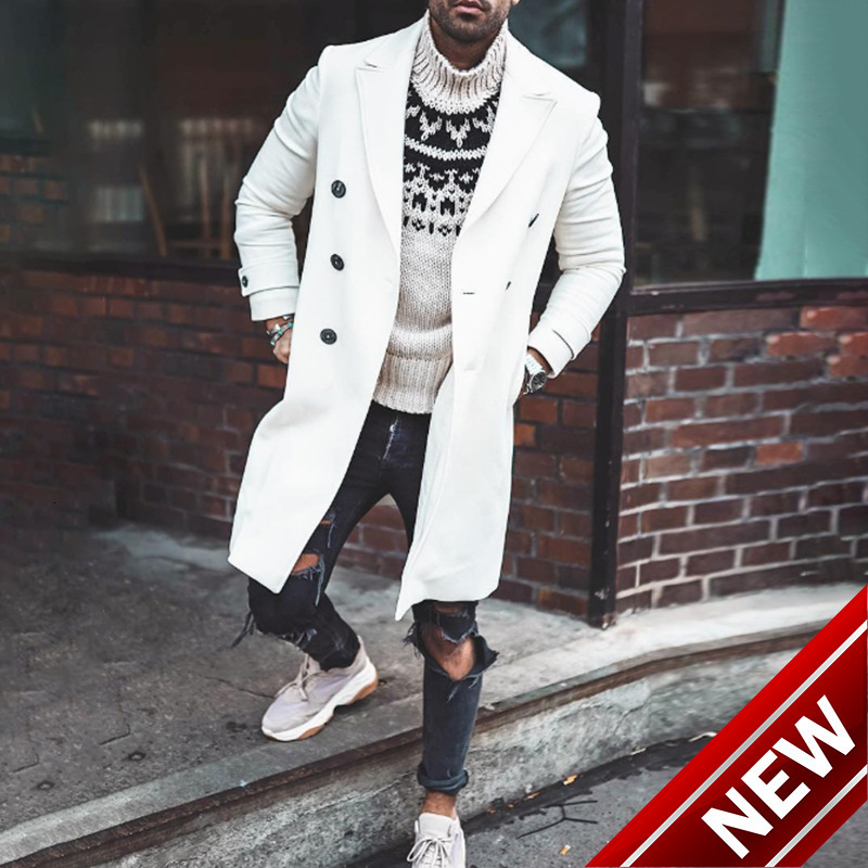 Autumn and winter new woolen coat mens woolen windbreaker mens coat