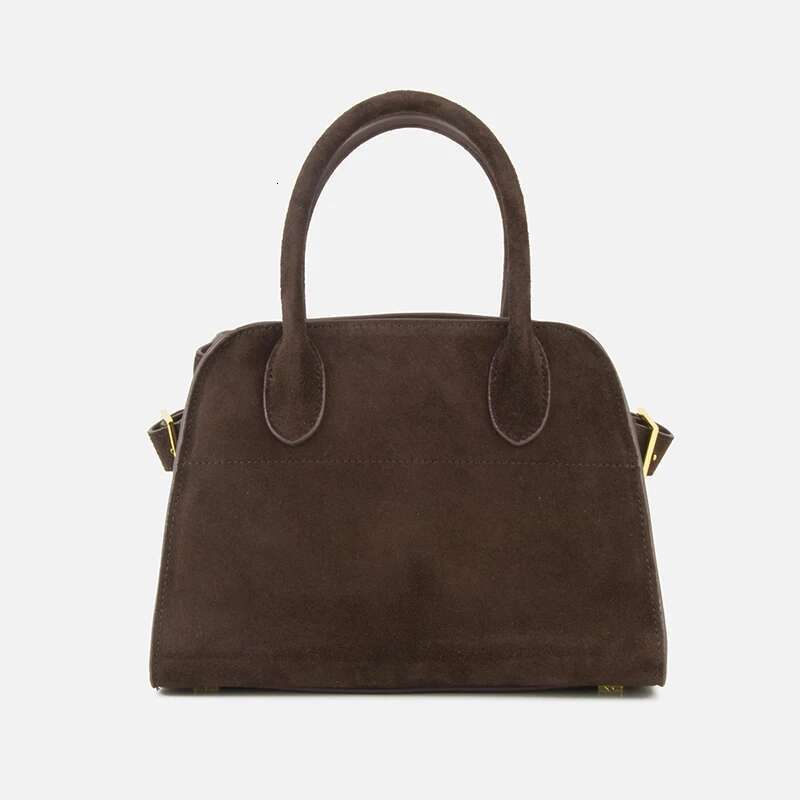 Donna-In Genuine Suede Commuter Tote Bag For Work Travel Real Cow Leather Handbag With Removable Shoulder Strap