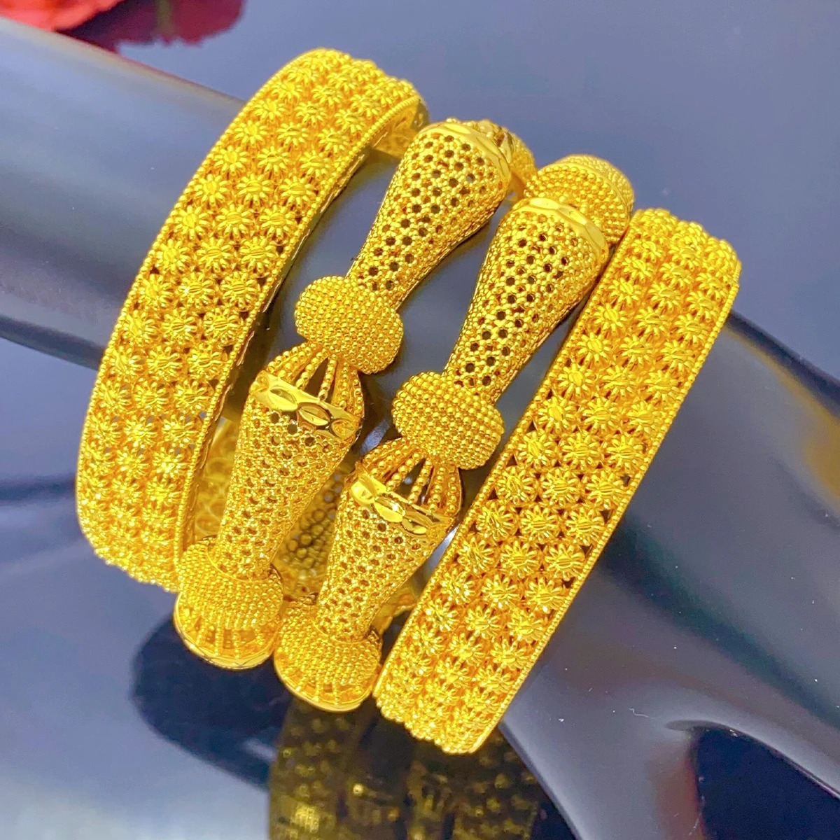 XUHUANG Dubai African Gold Color Bangles 24K Jewelry Engagement For Women Bridal Wedding Bracelets Trend Jewellery Gifts 251031