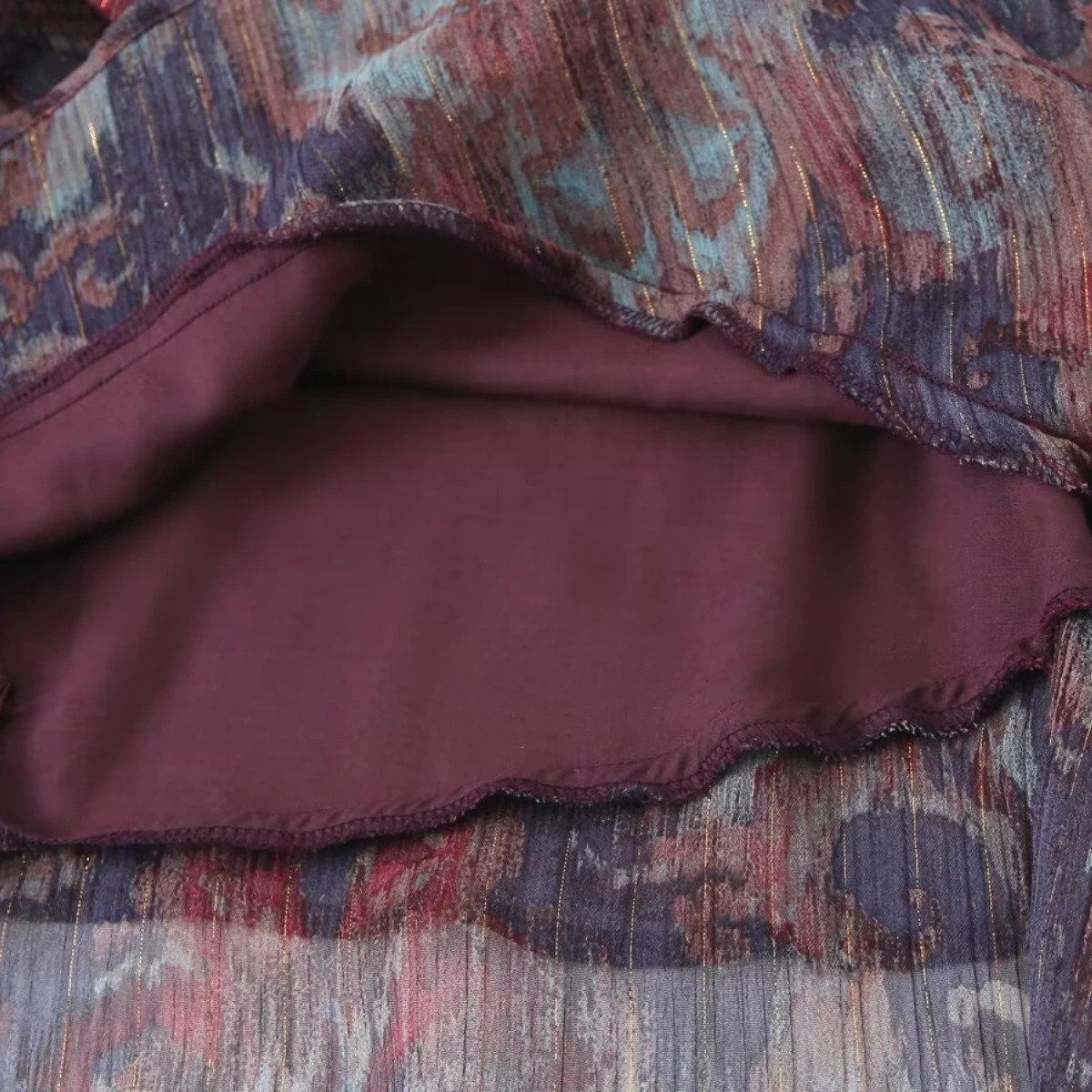 ZBZA Womens Metallic Line Mini Skirt High Waist Ruffled A-line Side Zipper Short Skirt Spring and Summer Casual Chic Skirt 250402