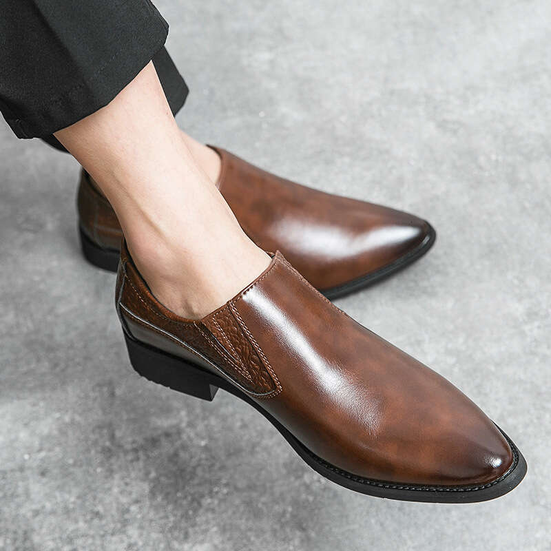 Large fitting low cut sizes 38-46, men's formal business casual leather shoes, pointed wedding shoes