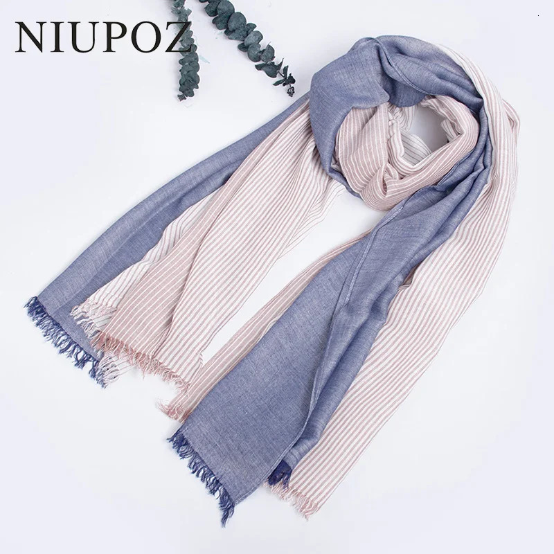 Oversize Winter Modal Scarf Soft Casual Stripe Ring Scarf Long Shawl For Lady Hijab High Quality 100*205cm M256 250403