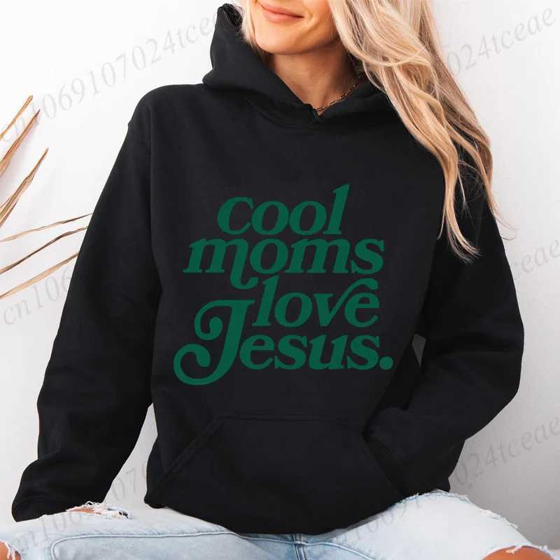 Moms Love Jesus Graphic Printed Long Sleeve Womens Hooded Sweatshirt Top Christian Faith Based Mom Fashion Women Unisex HoodieT251105