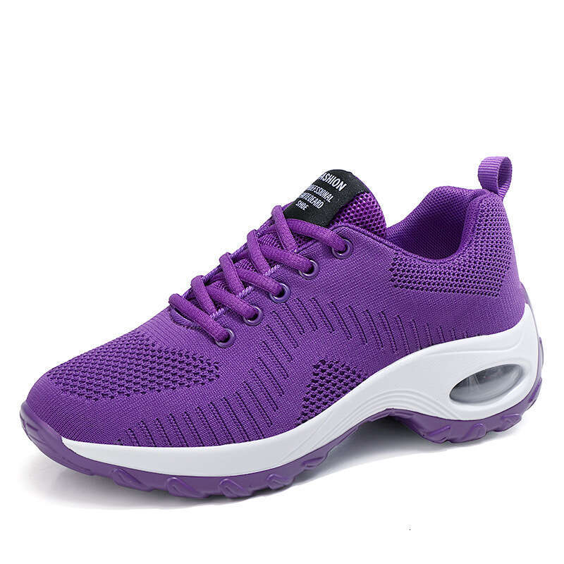Summer adhesive with round toe and front lace up, women's low cut mesh sports shoes, air cushioned sloping heels, casual shoes