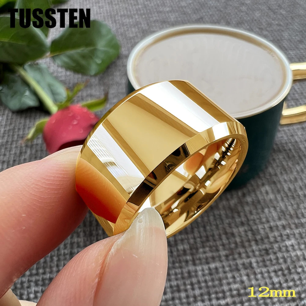 Drop TUSSTEN 1012MM Big Men Ring Tungsten Wedding Band Stepped Beveled Great Workmanship Fathers Day Gift Jewelry 251031