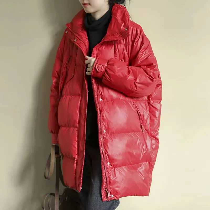 Winter Down Padded Jacket 2023 New Women Mid-length Thick Loose Large Size Coat Womens Clothing Fur Collar JacketT251105