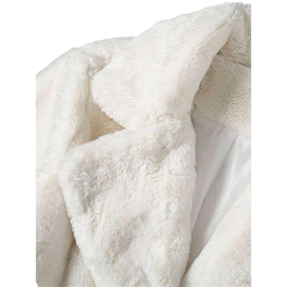 Designer Clothes Lautaro Winter Long White Fluffy Warm Oversized Faux Fur Coat Women With Hood Lapel Sashes Loose Korean Fashion Outerwear Hot Selling