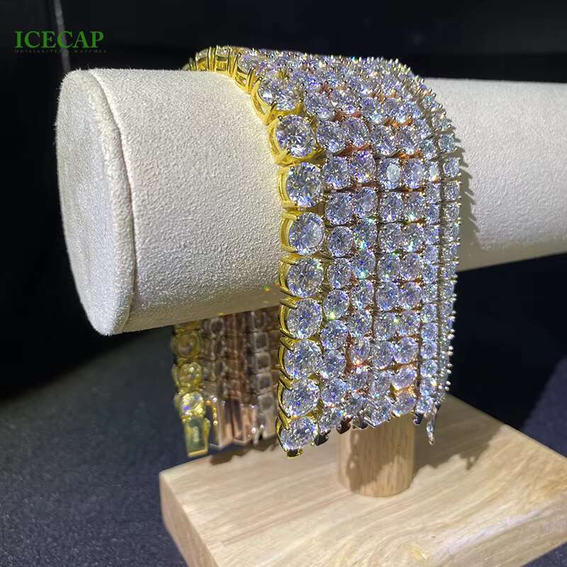 Hip Hop Jewelry Bracelets Silver Plated 925 Sterling Silver 4mm 6mm 8mm VVS Diamond Moissanite Tennis Chain Bracelets