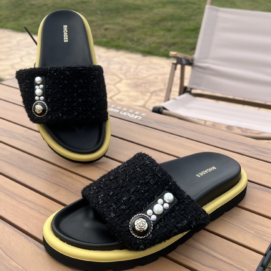 Luodisi 2025 Style Small Fragrance Style Camellia Slippers Platform Thick-Soled Lightweight Shoes Slip-On Sandals Summer Women's Sandals