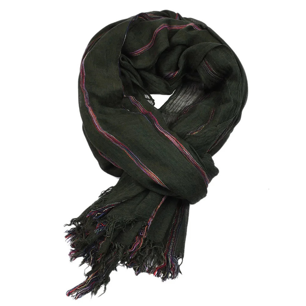 Cotton Linen Striped Men Scarf Autumn Winter Mens Scarves Warm Pashmina Neackerchief Male Fashion Shawl Bufandas 250403