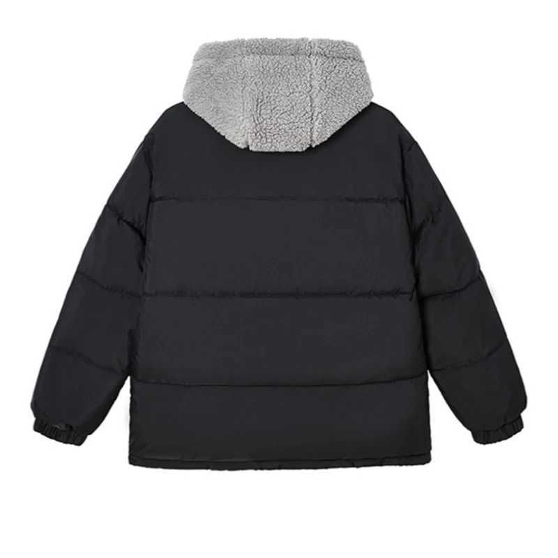 Fashion New Thick Wool Coats Loose Winter Down Cotton Padded Jackets Loose Womens Fake Two-piece Coats Hooded Quilted JacketT251105