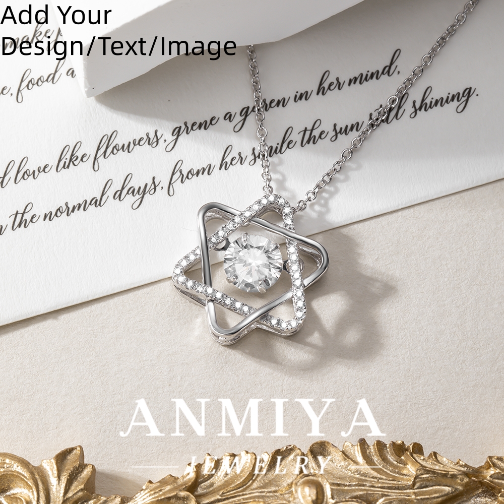 Custom Silver Plated Jewelry Two-Tone 925 Necklace with Hexagram Pendant for Romantic Gifts