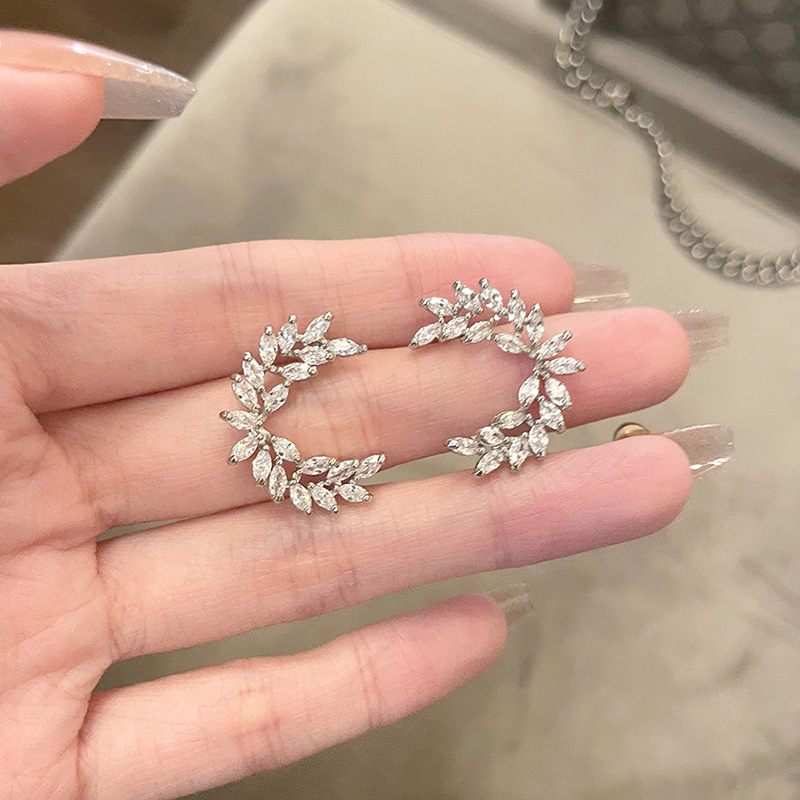 Silver Needle Korean Style Ins Zircon Round Minimalist Elegant Light Luxury Earrings Niche High-end Feel Ear Jewelry