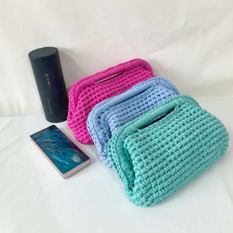 Women's bracelet cloud handbag crochet clip bag, underarm bag