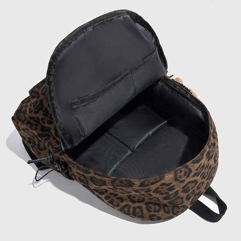 Leopard print Woman Backpack School Book Bags For Teenage Harajuku Female College Bag Student Lady leisure BagPack 251104