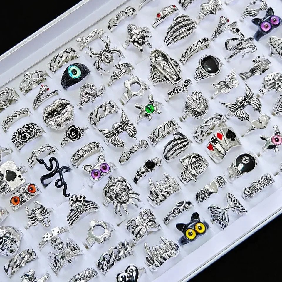 20Pieces Vintage Punk Skull Snake Rings Set For Women Men Mix Style Gothic Animal Spider Party Jewelry 251031
