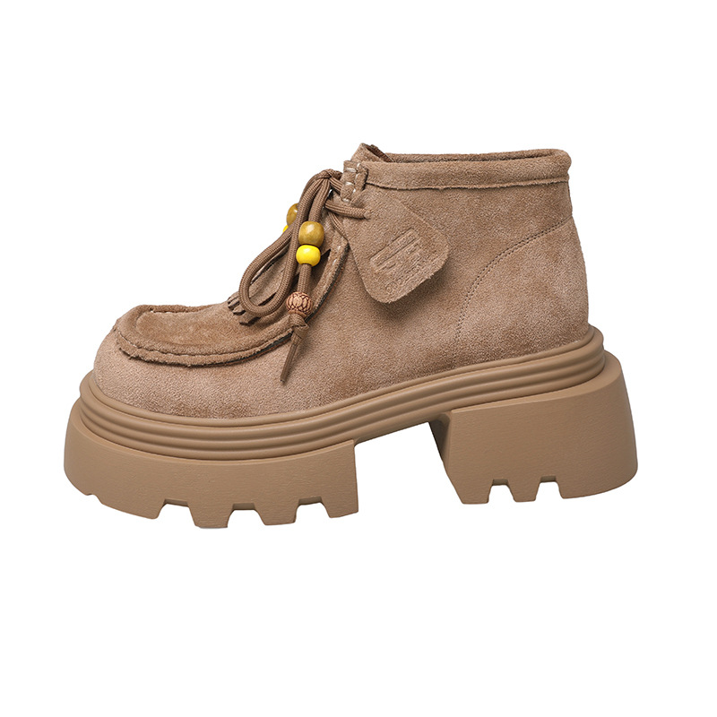 British style retro tassel platform sole Martin boots women's small man heightened foreign style short motorcycle boots