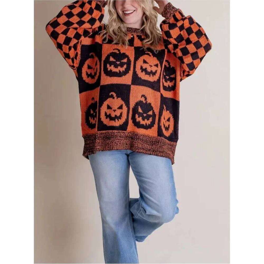 2025 Autumn Winter Halloween Knitted Women O-Neck Long Sleeve Springr Loose Female Casual Pullovers Sweaters Women Sweater Designer Sweater Women