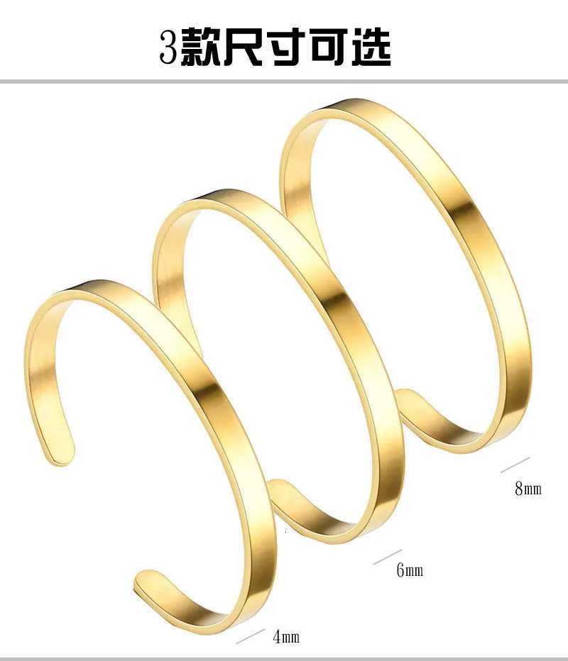 Fashion 316L Stainless Steel Gold Color Bangles Bracelet For Women Jewelry Accessories 4MM/6MM/8MM WideXJ251105