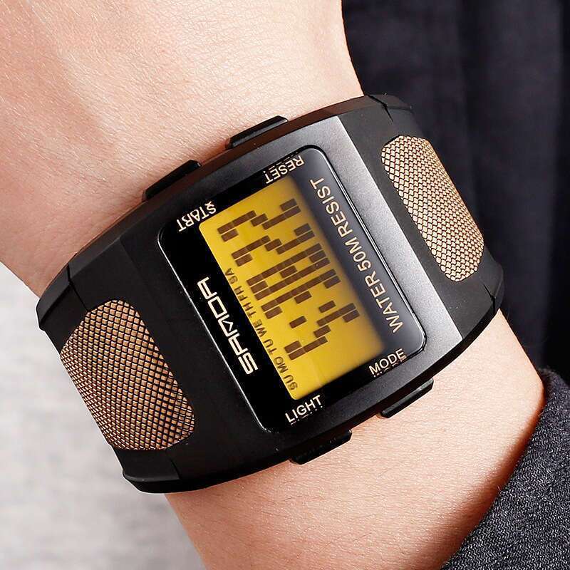 DHwatches Sanda Square Men, Harajuku Style, Trendy Digital Sports Waterproof Wristwatch for Men and Women, Student Electronic Watch