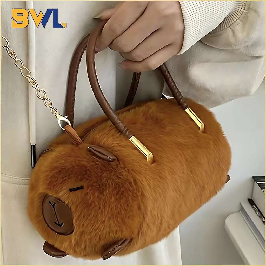 New Cute Plush Kapybara Large Capacity Capybara Shoulder Crossbody Bucket Bag