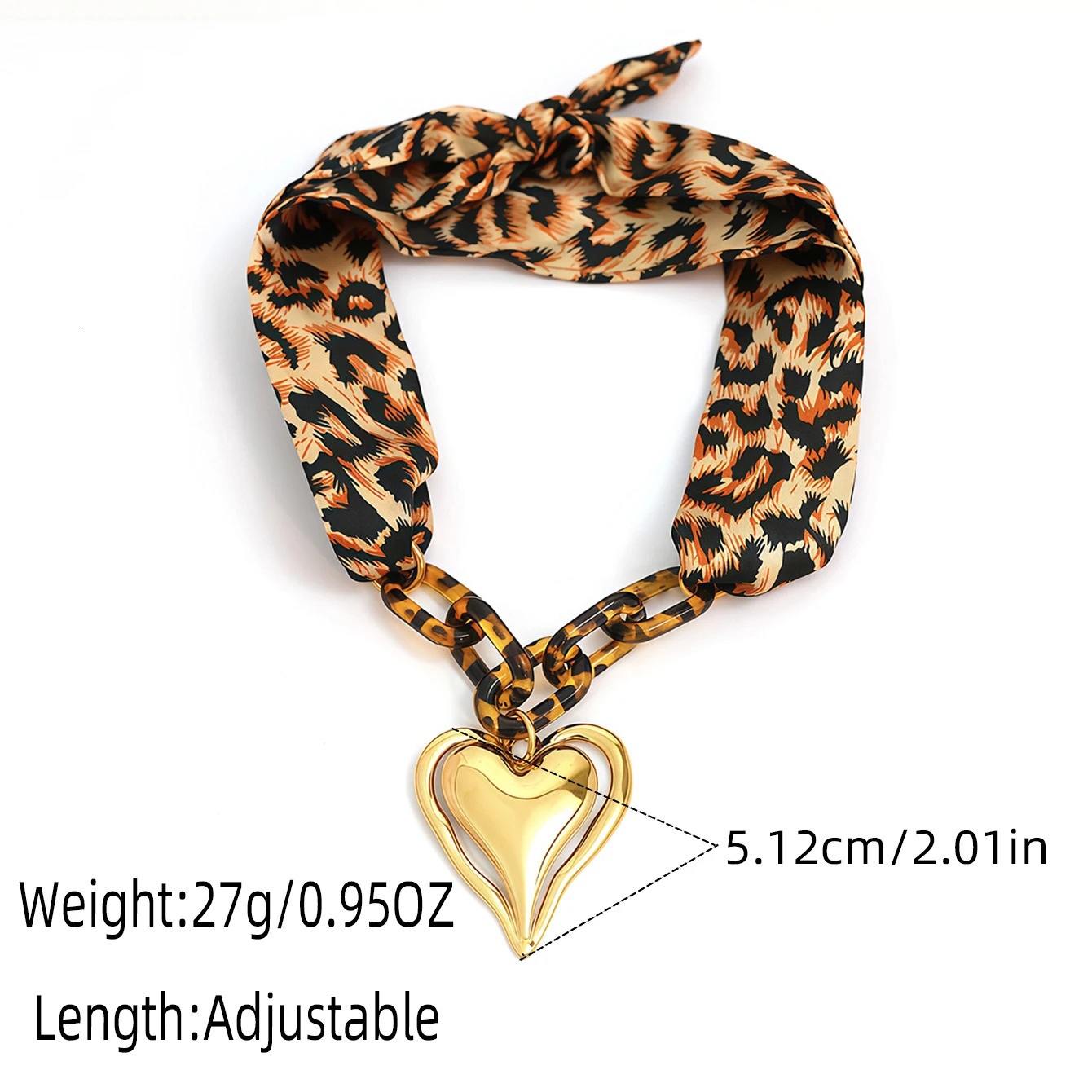 Fashion Stainless Steel HeartShaped Leopard Print Scarf Trendy Necklace 18K Gold Plated Quality Ladies Jewelry For Daily Wear 251031