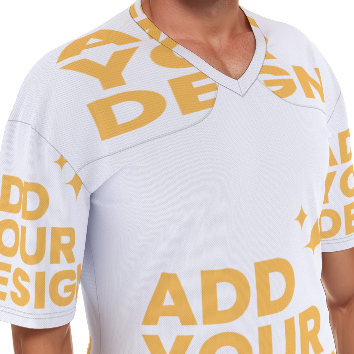 Men's Football Jersey All-Over Print, V-Neck Breathable Soccer Shirt, Lightweight Sports Top 100% Polyester Custom Team Uniform