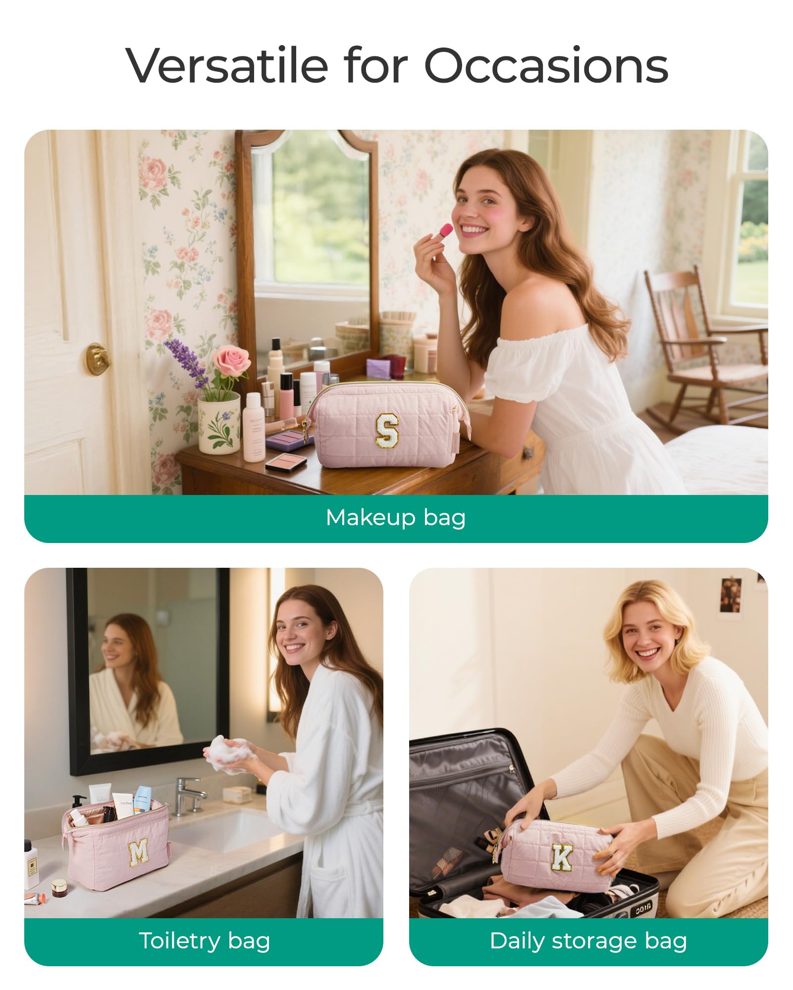 Puffy Padded Makeup Bag with Large Capacity - Perfect For Organizing Cosmetics & Beauty Tools During Travels